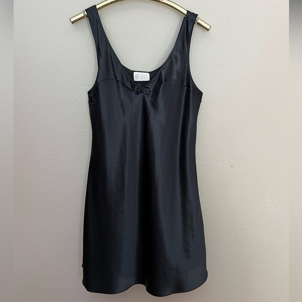 Vintage California Dynasty Black Satin Nightgown